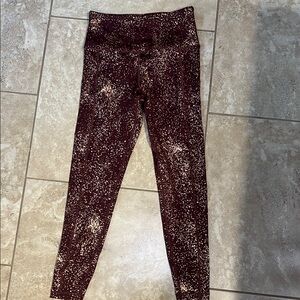LoveHer Rose Gold Maroon Splatter High Rise Leggings
